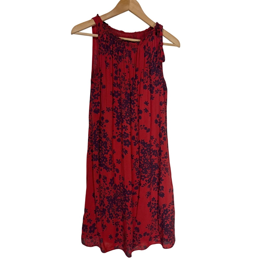 Made in Italy Red Floral Sleeveless Shift Dress 22" Wide 34"‎ Log